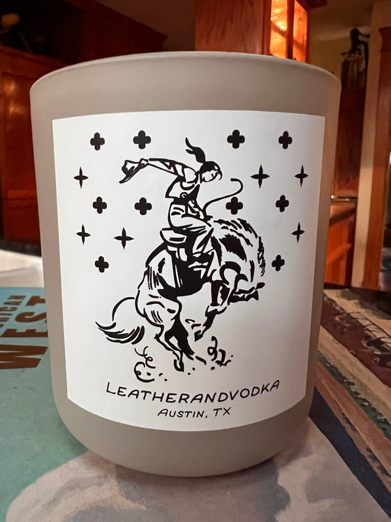 Wyatt Vannin - Leatherandvodka Exclusive Coconut Oil Candle with Limited Edition Cowgirl Matchbooks