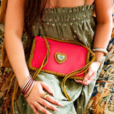 LAV Original Epi Neverfull Pochette Camel Braided with a 40 carat Variscite Heart