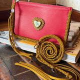 LAV Original Epi Neverfull Pochette Camel Braided with a 40 carat Variscite Heart