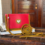 LAV Original Epi Neverfull Pochette Camel Braided with a 40 carat Variscite Heart