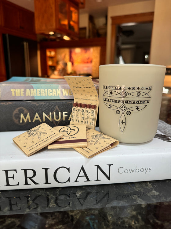 Wyatt Vannin - Leatherandvodka Exclusive Coconut Oil Candle with Limited Edition Cowgirl Matchbooks