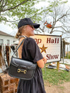 LAV Original Horsebit 1955 Small Shoulder Bag Noir Braided w/Smile Pocket Stitching