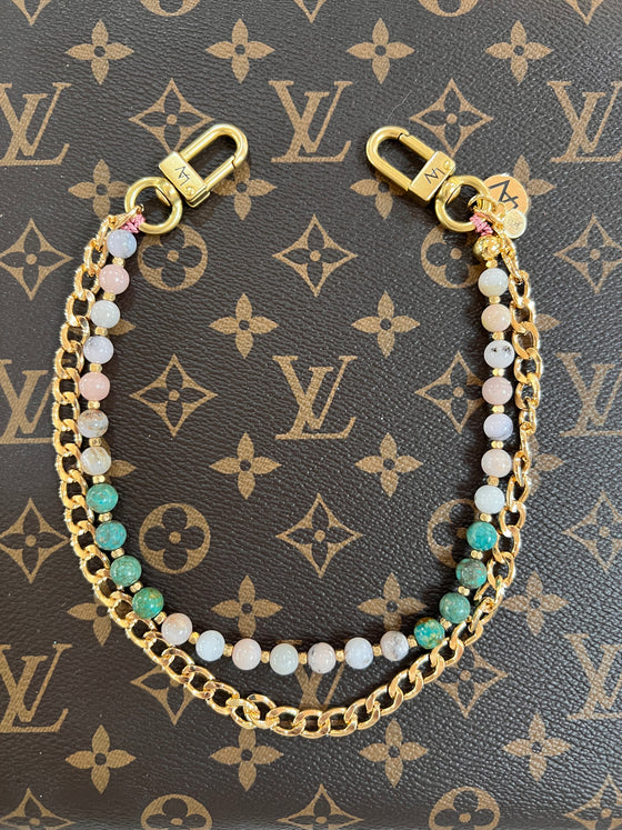 AFC X LAV Beaded Multicolor Stone Chain w/14K Plated Gold Curb Chain Variation #3
