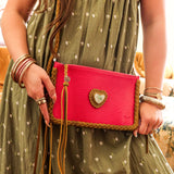 LAV Original Epi Neverfull Pochette Camel Braided with a 40 carat Variscite Heart