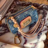 LAV Original Denim Bag Charm with 65ct Pyrite